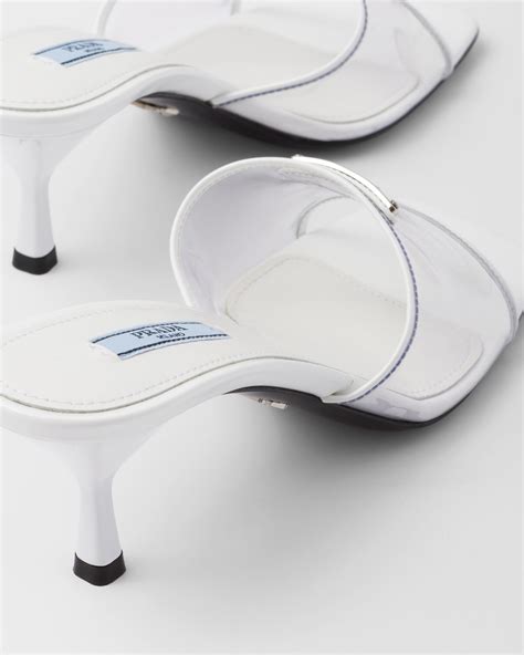 White Plexiglas and patent leather sandals 